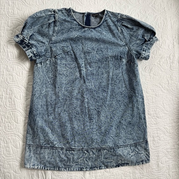 Who What Wear Denim Puff-sleeved Mini Dress Dark Acid Wash Pockets Womens 2X EUC - Picture 8 of 11